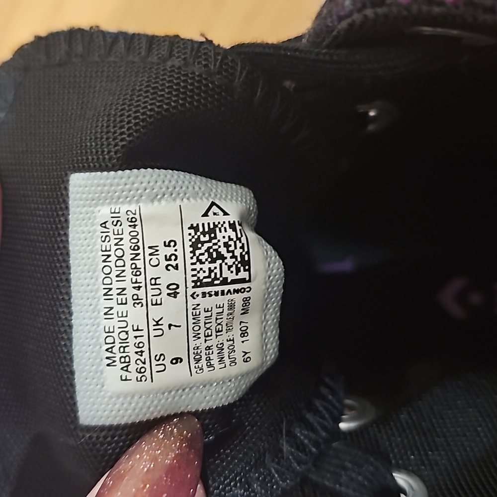 Converse men 7 women 9 black purple blue knit weave canvas lined sneakers - Picture 5 of 14